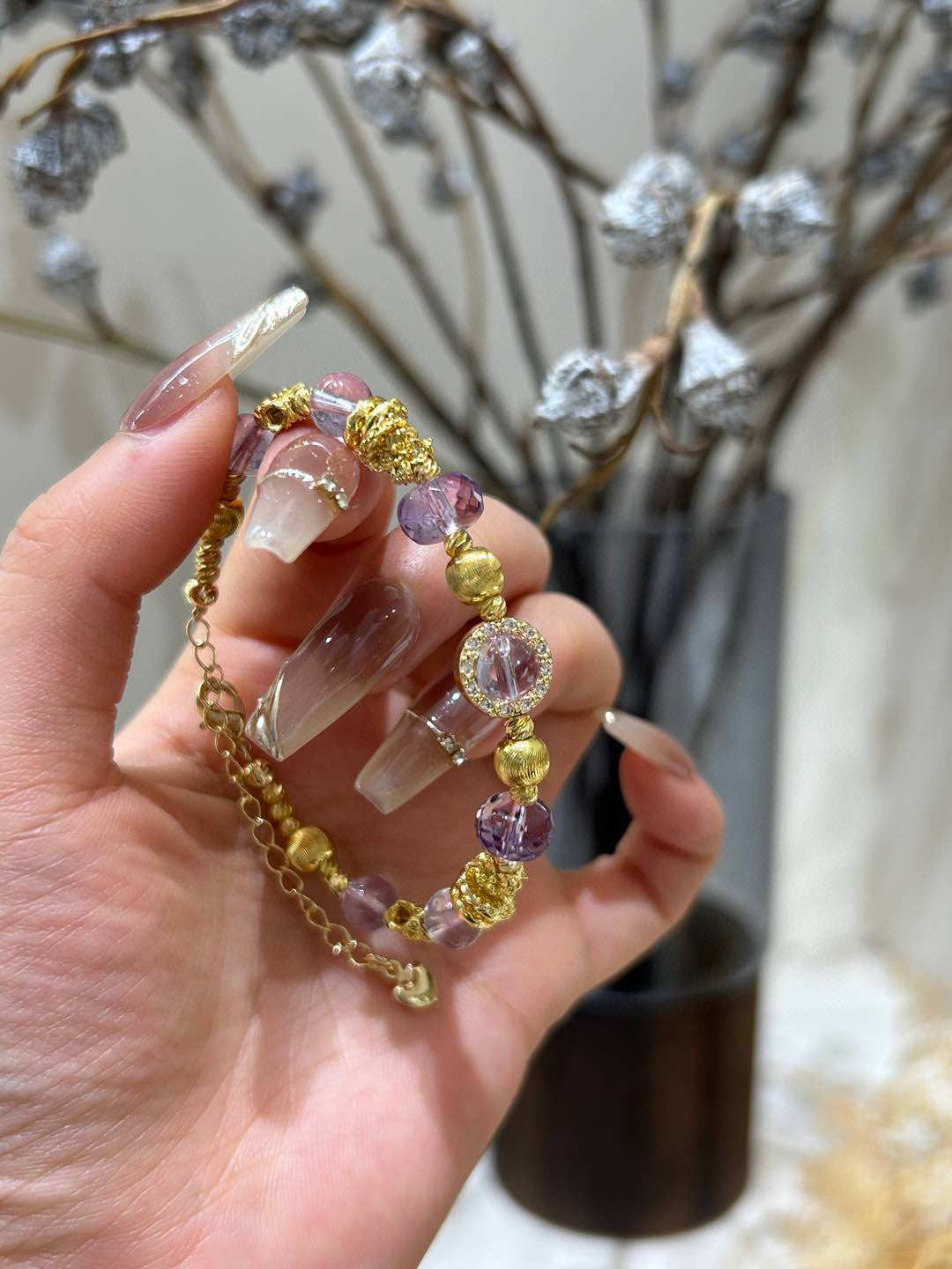 Amethyst and Gold Bracelet