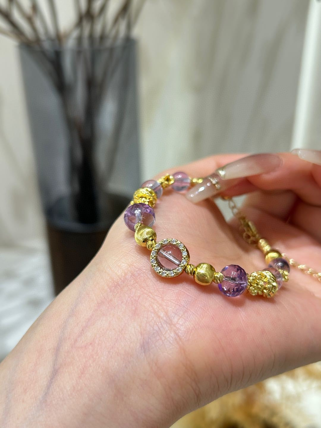 Amethyst and Gold Bracelet