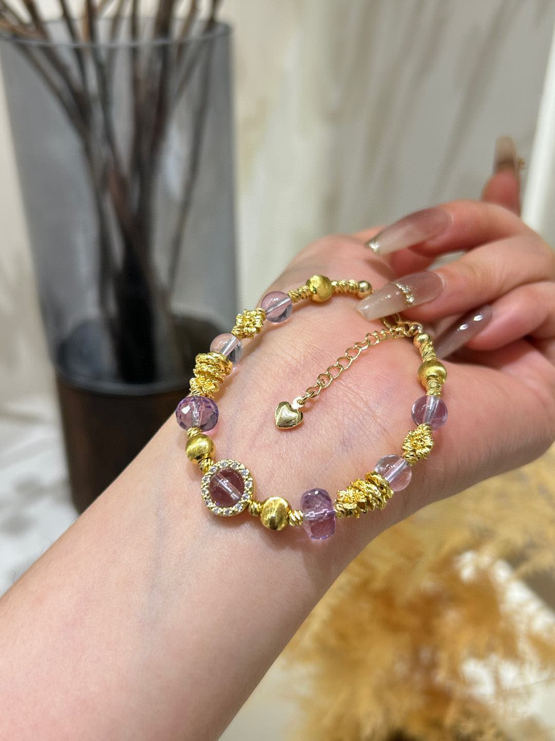 Amethyst and Gold Bracelet