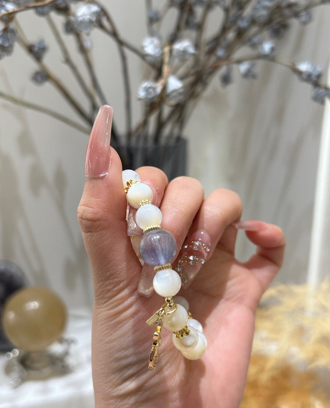 White Crystal and Amethyst Bracelet