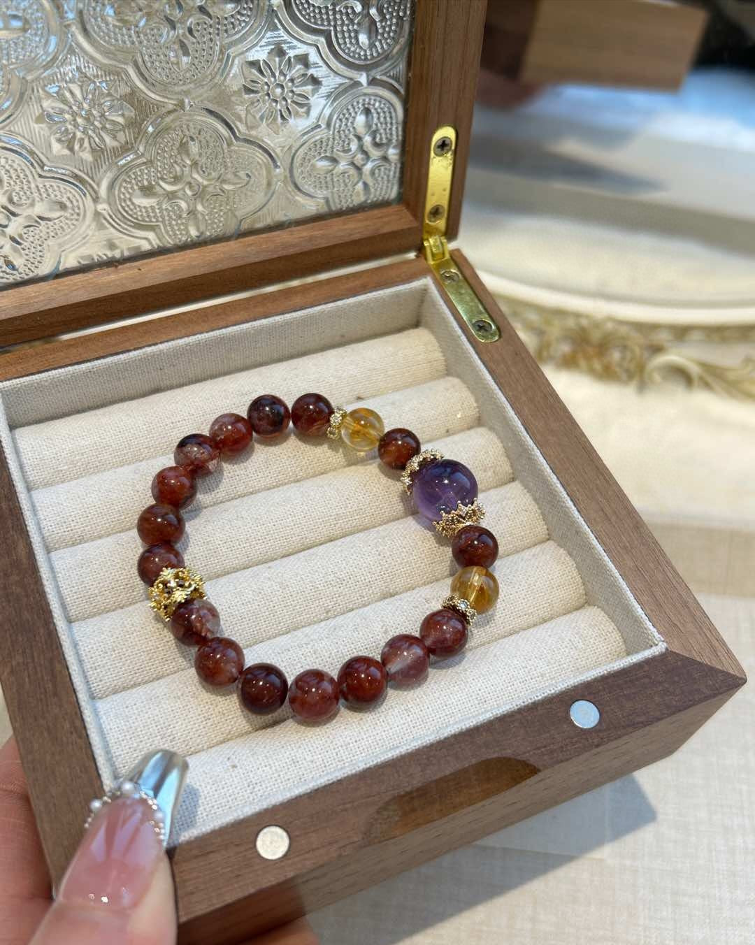 Red Agate and Amethyst Bracelet