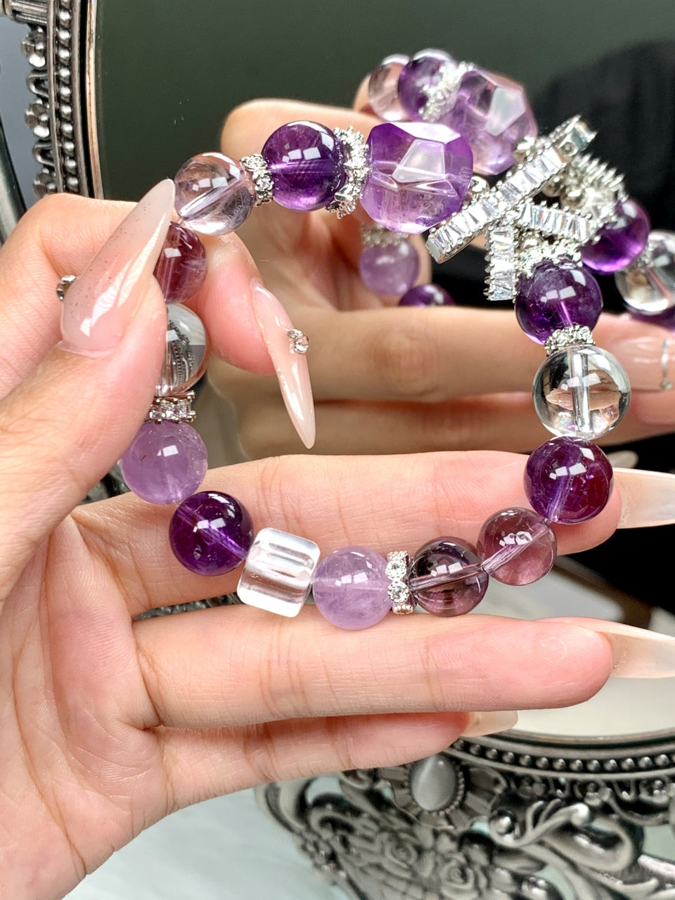 Purple-White Spiritual Charm Bracelet