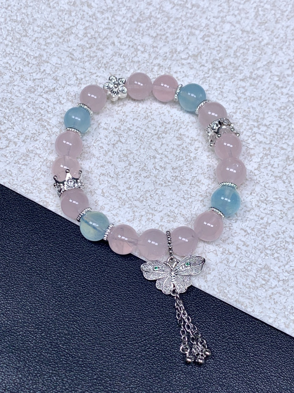 Pink blue charm bracelet