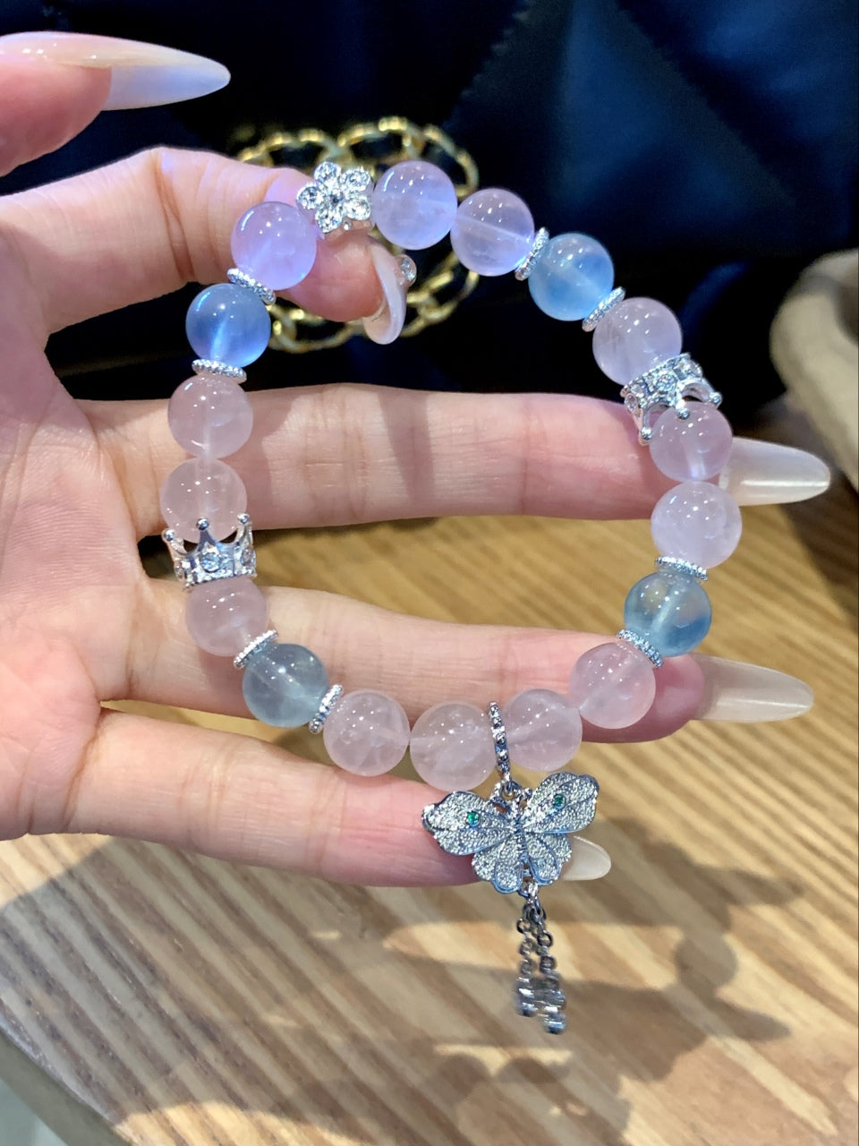 Pink blue charm bracelet