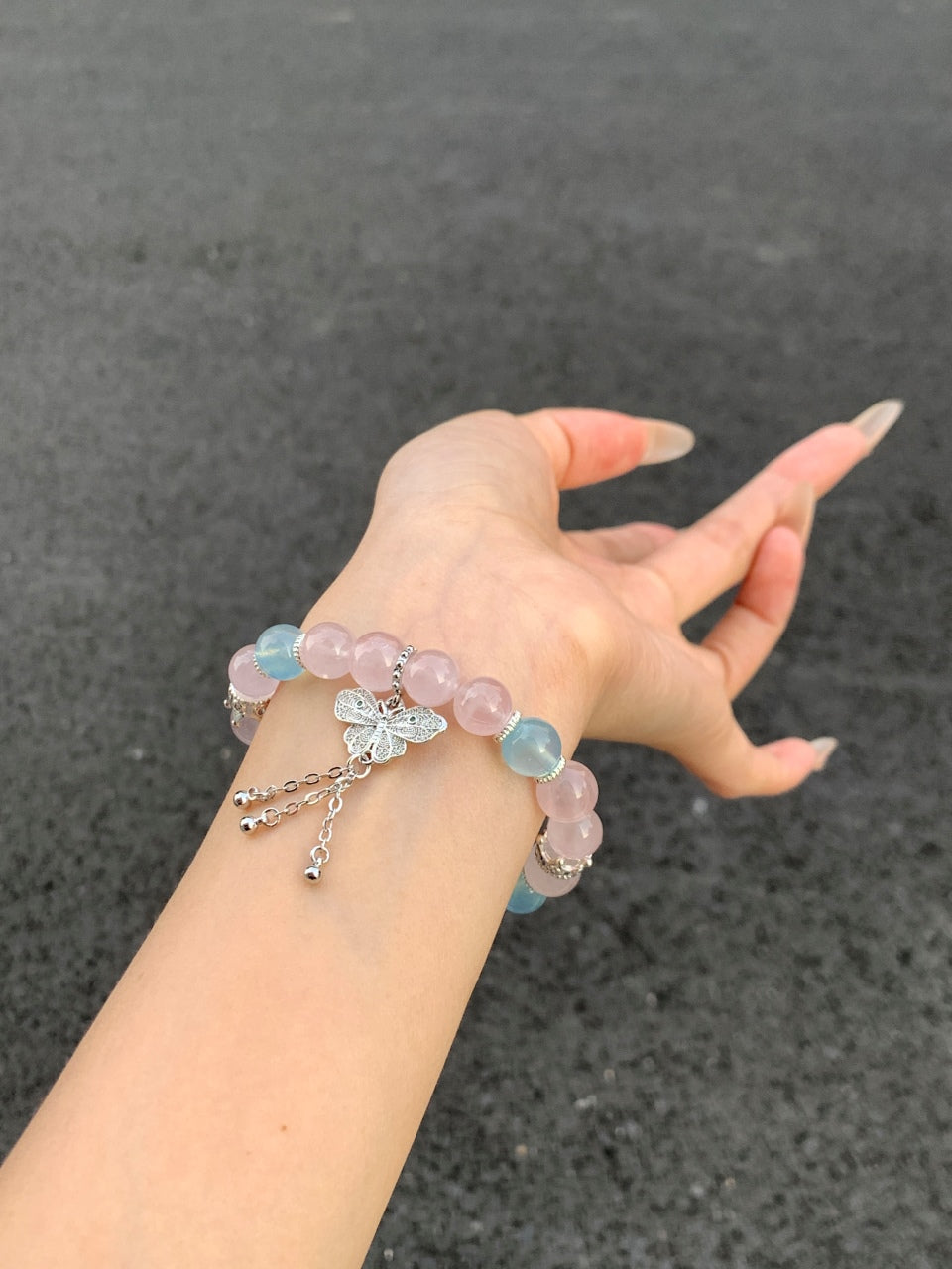 Pink blue charm bracelet