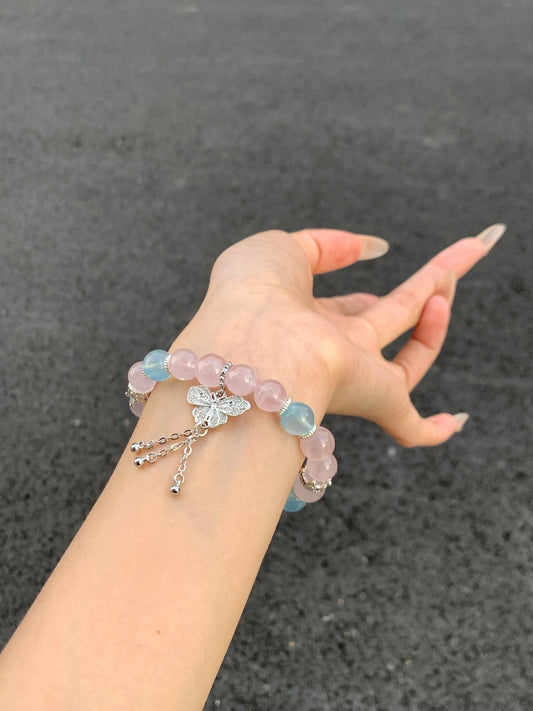 Pink blue charm bracelet