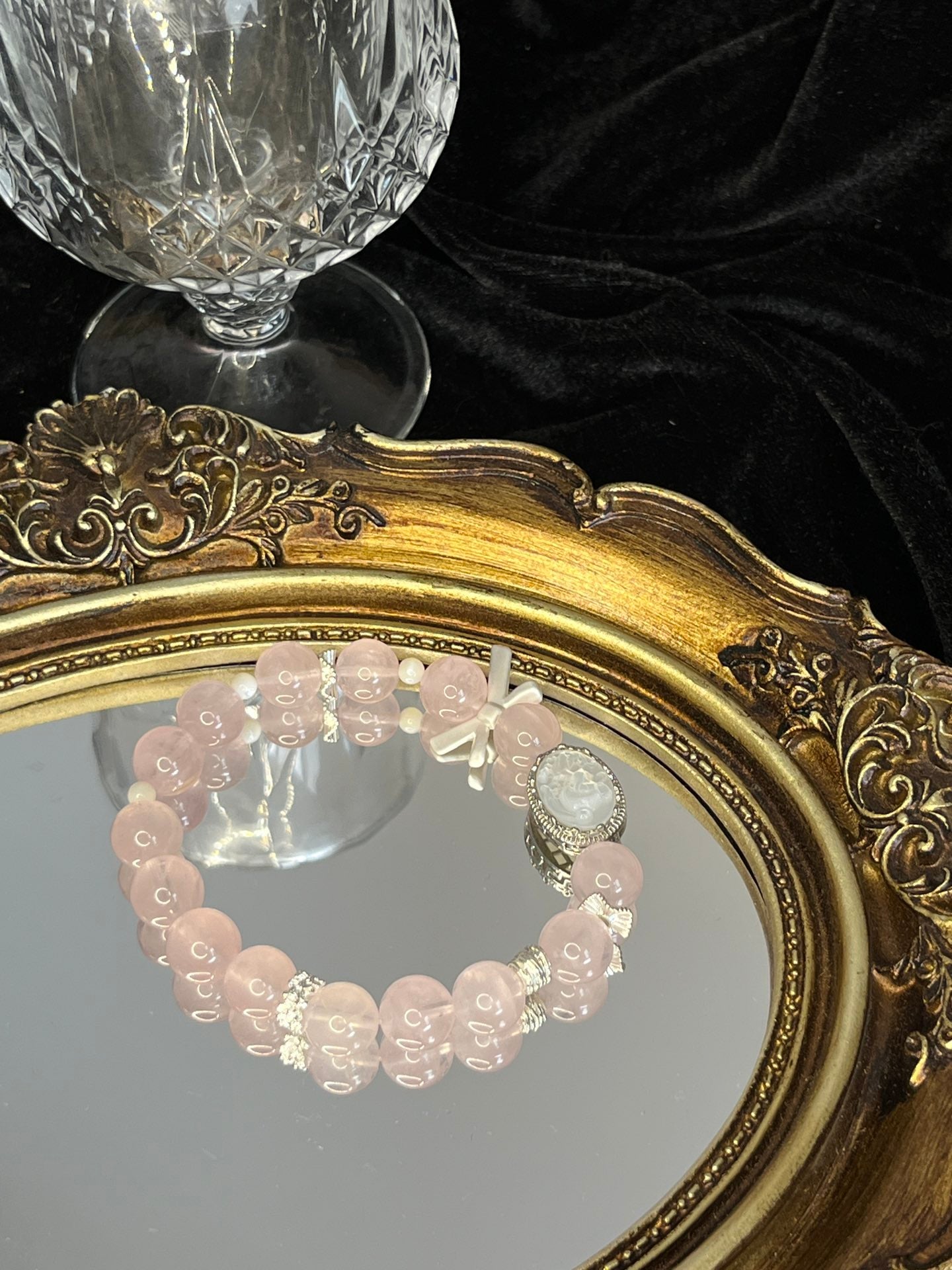 Rose Quartz and White Crystal Bracelet