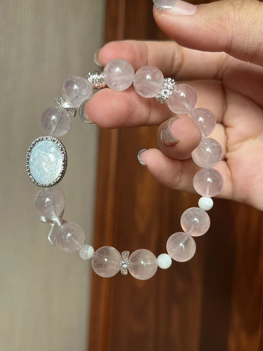 Rose Quartz and White Crystal Bracelet