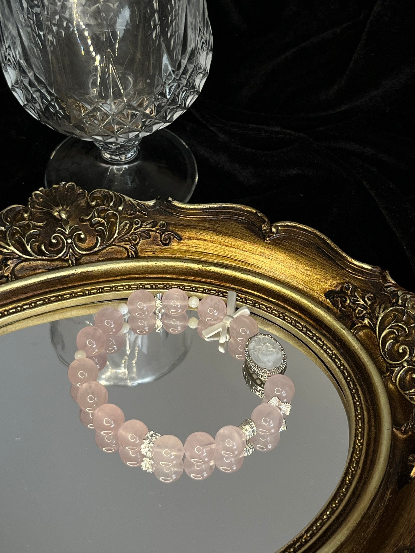 Rose Quartz and White Crystal Bracelet