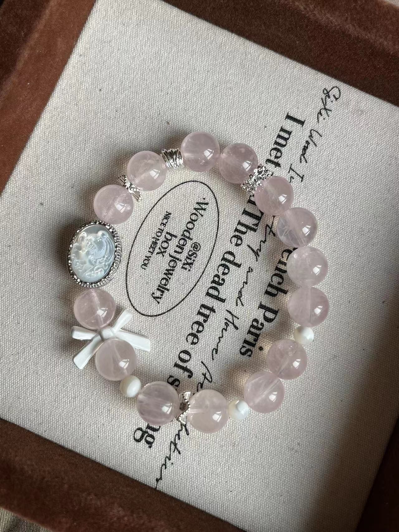 Rose Quartz and White Crystal Bracelet