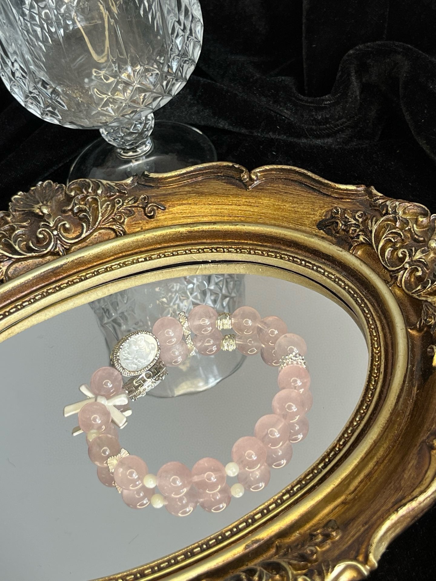 Rose Quartz and White Crystal Bracelet