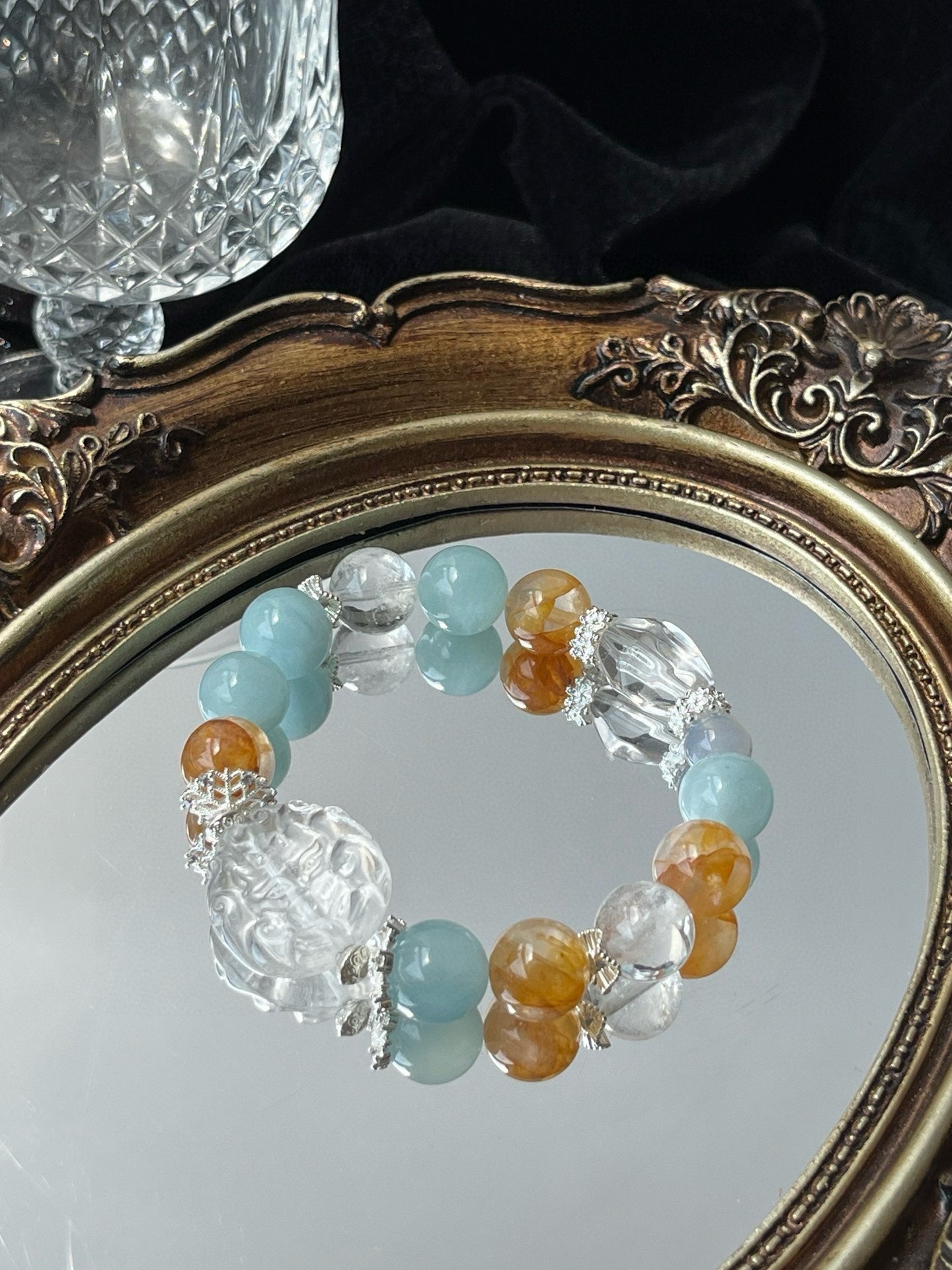 Blue Optical Crystal and Citrine Bracelet