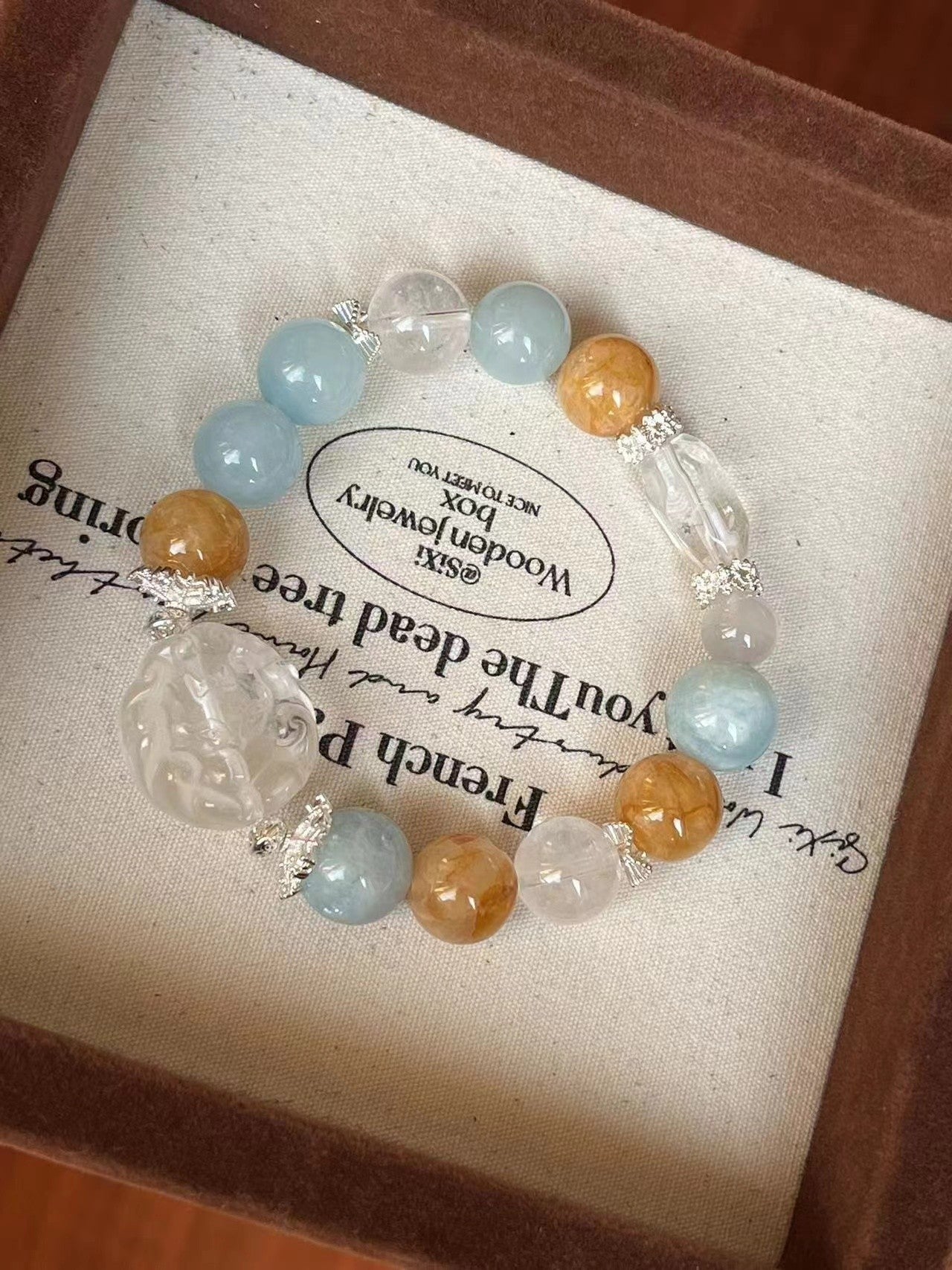 Blue Optical Crystal and Citrine Bracelet