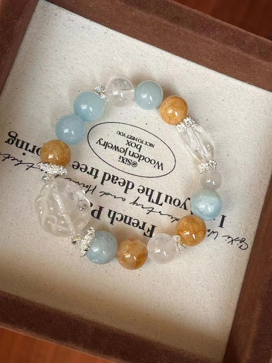 Blue Optical Crystal and Citrine Bracelet