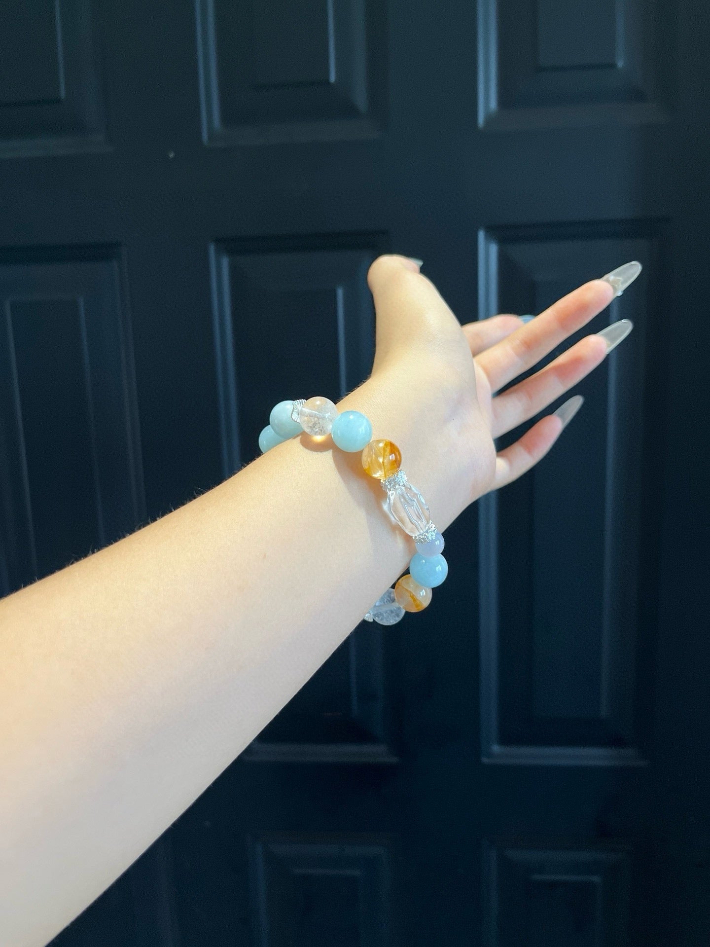 Blue Optical Crystal and Citrine Bracelet