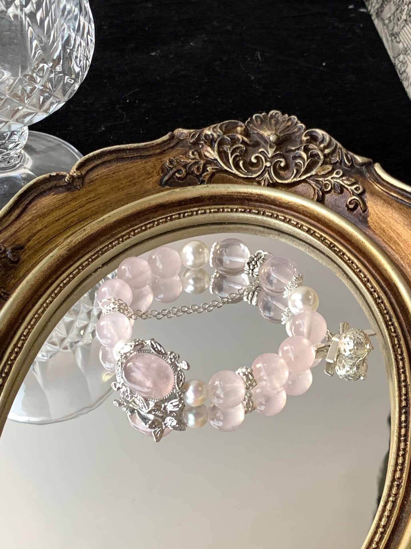 Rose Quartz and Pearl Bracelet