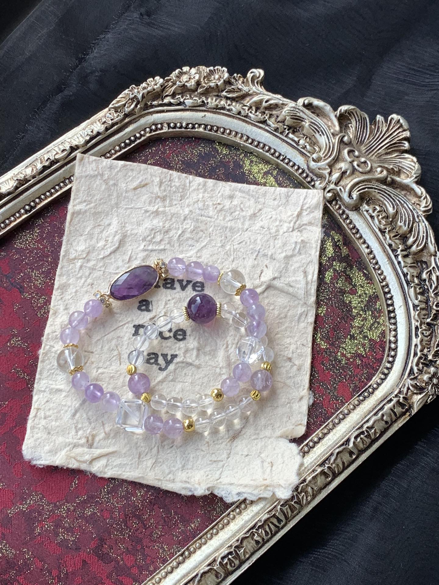 Elegant Amethyst and Crystal Bead Bracelet