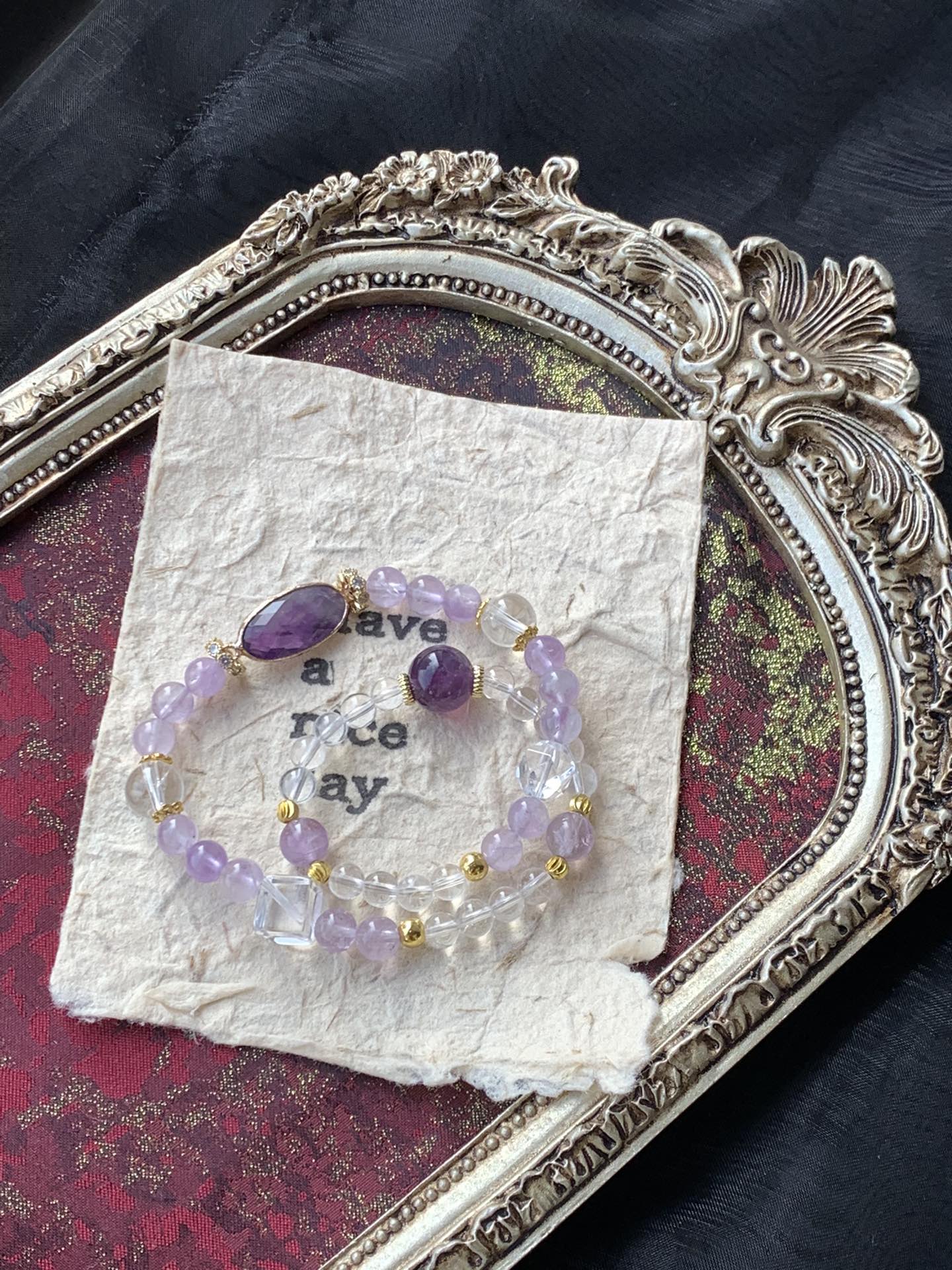 Elegant Amethyst and Crystal Bead Bracelet