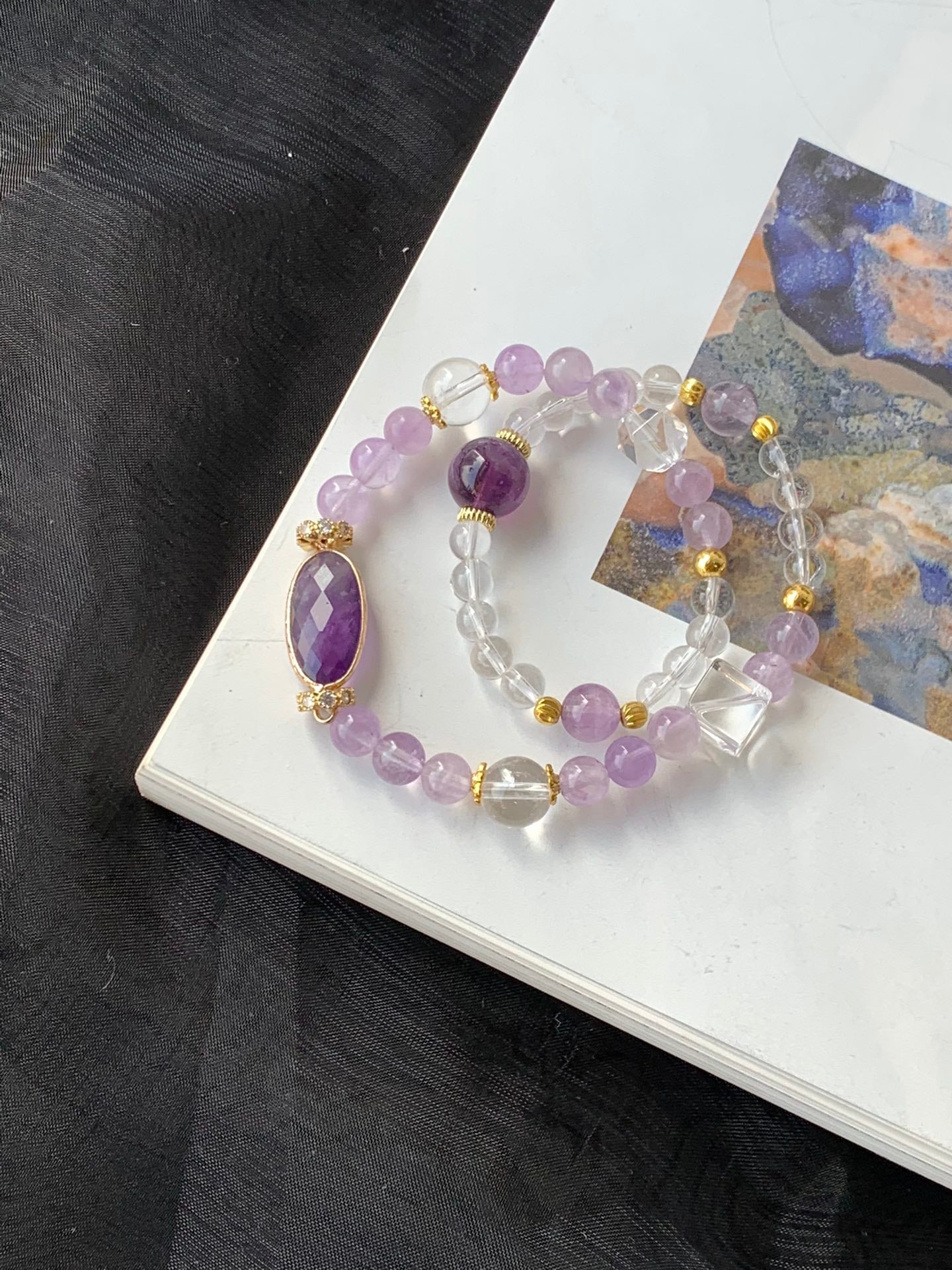 Elegant Amethyst and Crystal Bead Bracelet