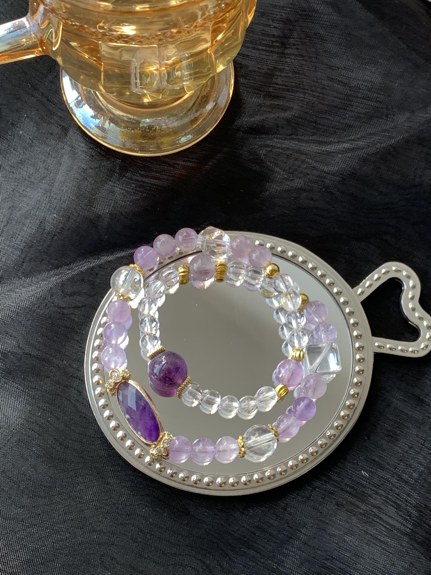 Elegant Amethyst and Crystal Bead Bracelet