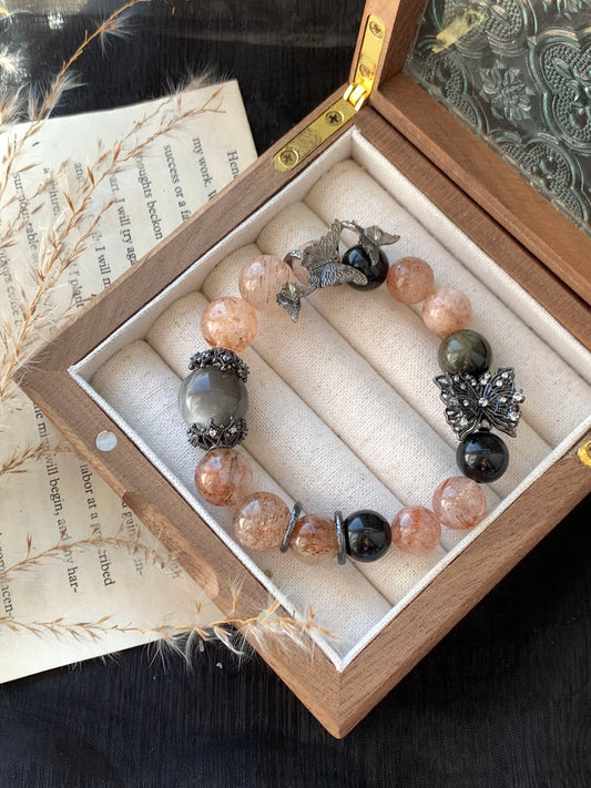 Butterfly & Obsidian Bracelet