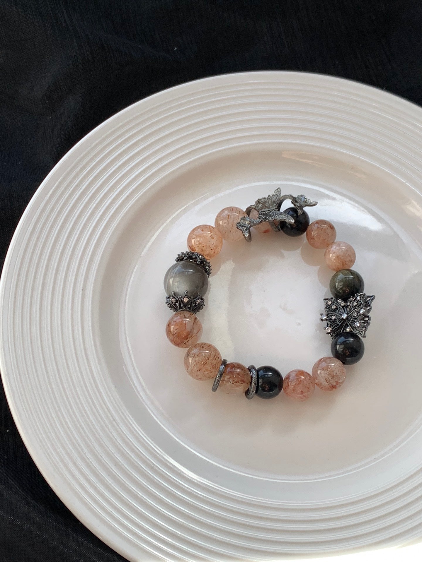 Butterfly & Obsidian Bracelet