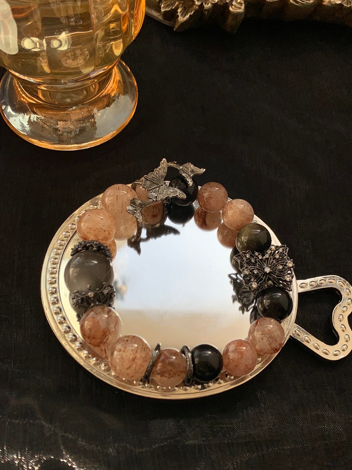 Butterfly & Obsidian Bracelet
