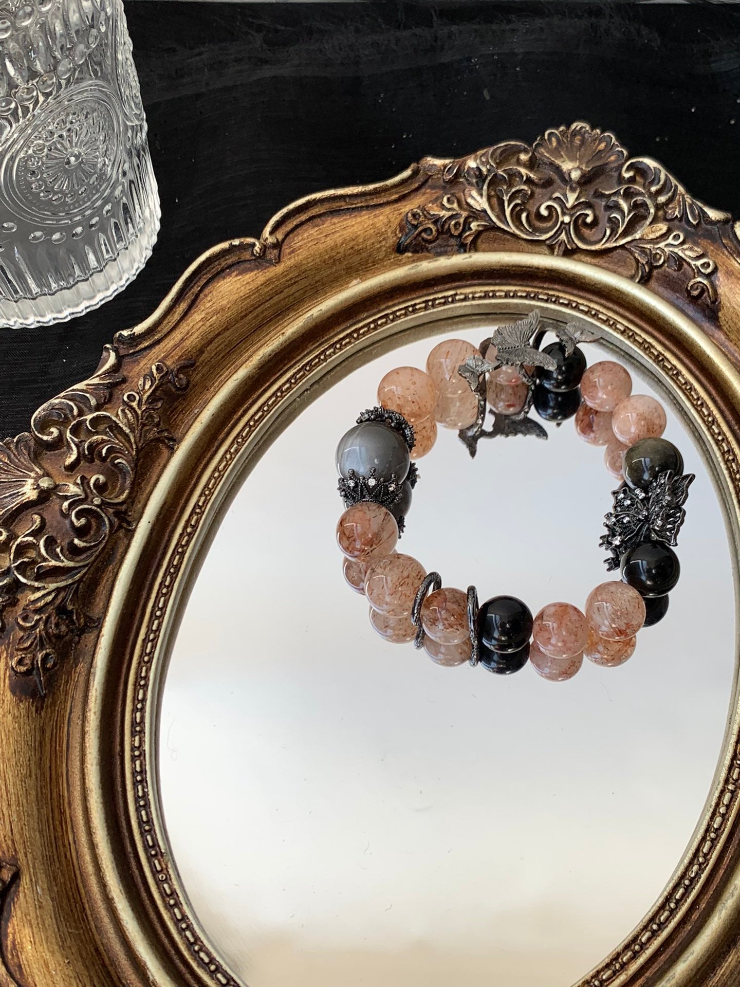 Butterfly & Obsidian Bracelet