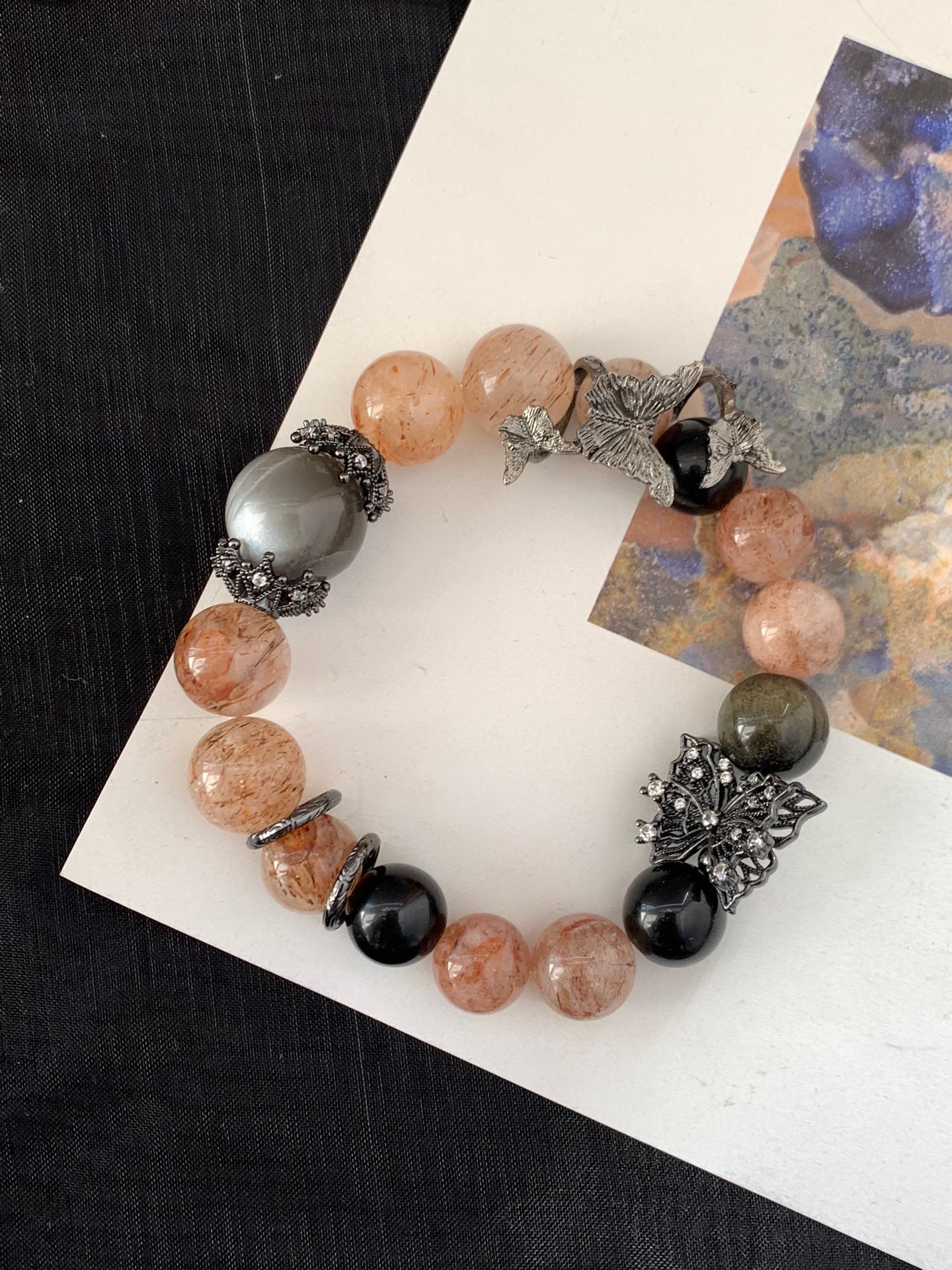 Butterfly & Obsidian Bracelet