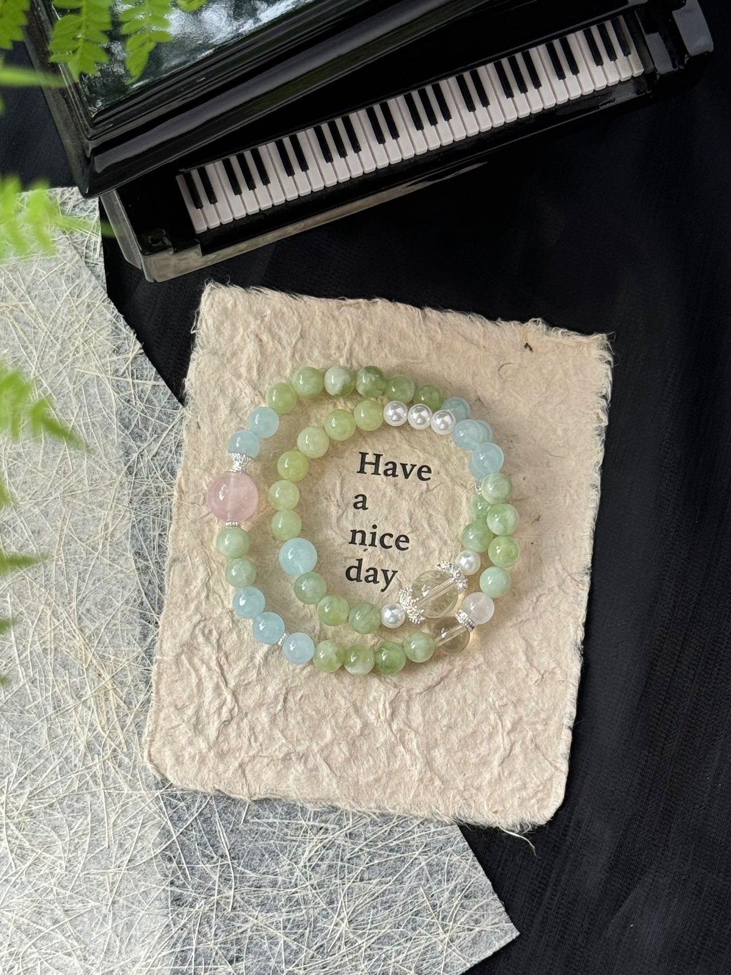 Green Aventurine and Rose Quartz Bracelet