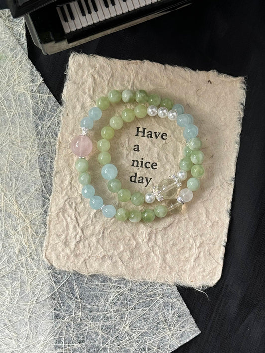 Green Aventurine and Rose Quartz Bracelet