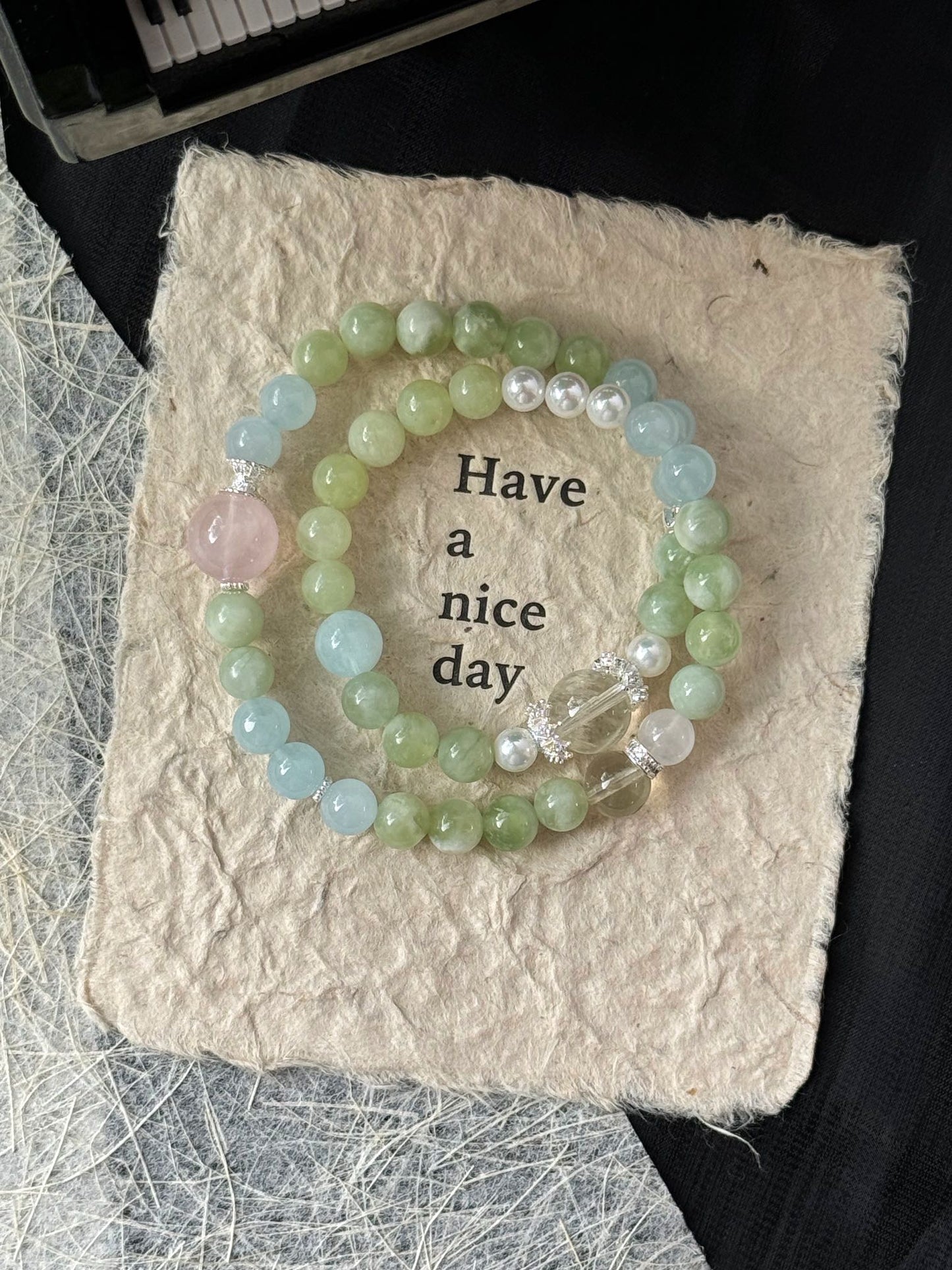 Green Aventurine and Rose Quartz Bracelet