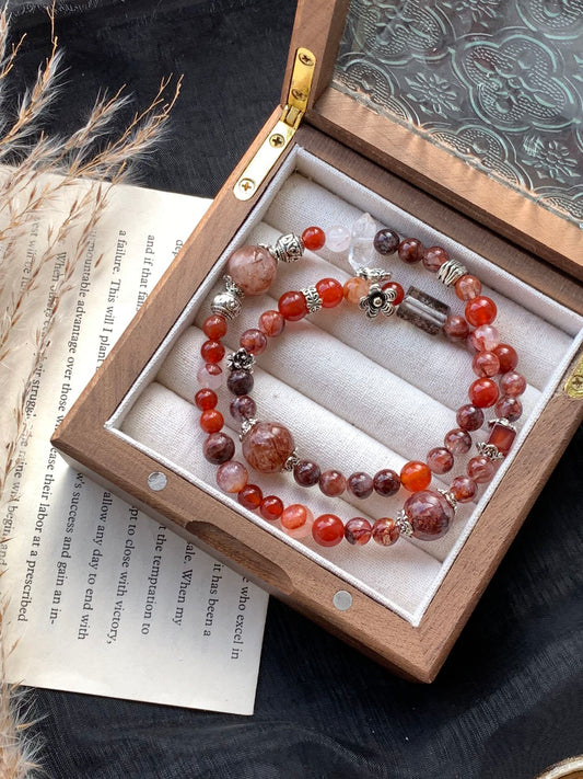 Red Agate and Yellow Agate Bracelet