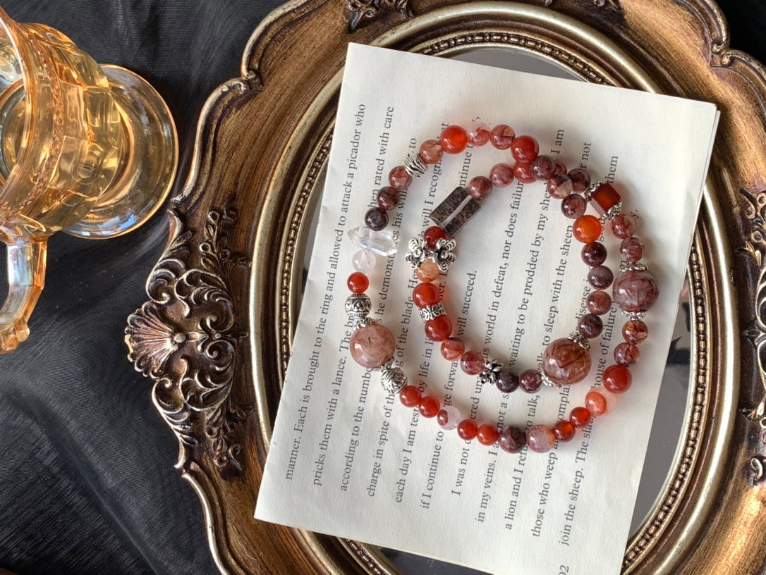 Red Agate and Yellow Agate Bracelet