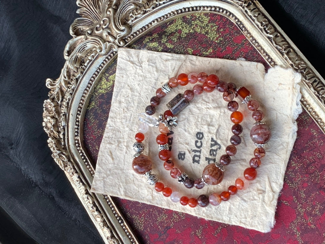 Red Agate and Yellow Agate Bracelet