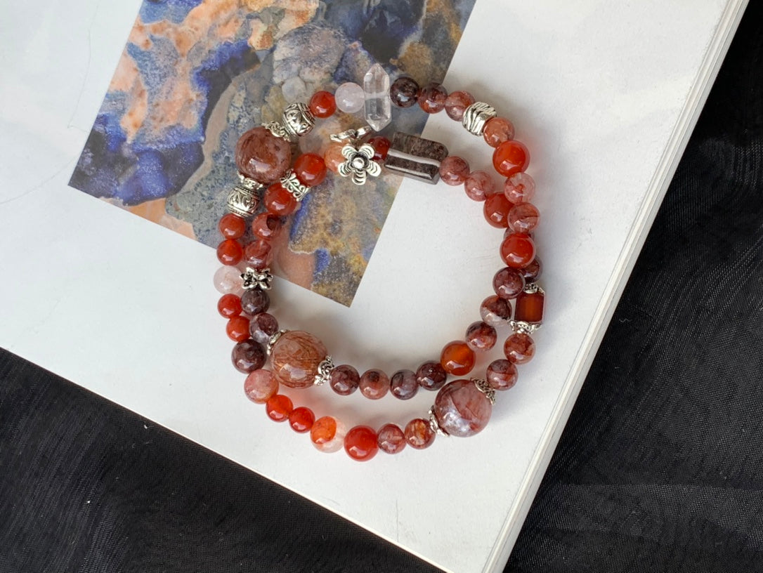 Red Agate and Yellow Agate Bracelet