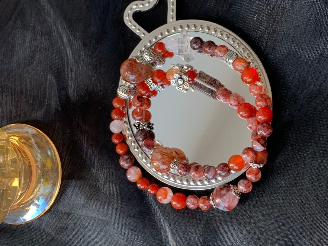 Red Agate and Yellow Agate Bracelet