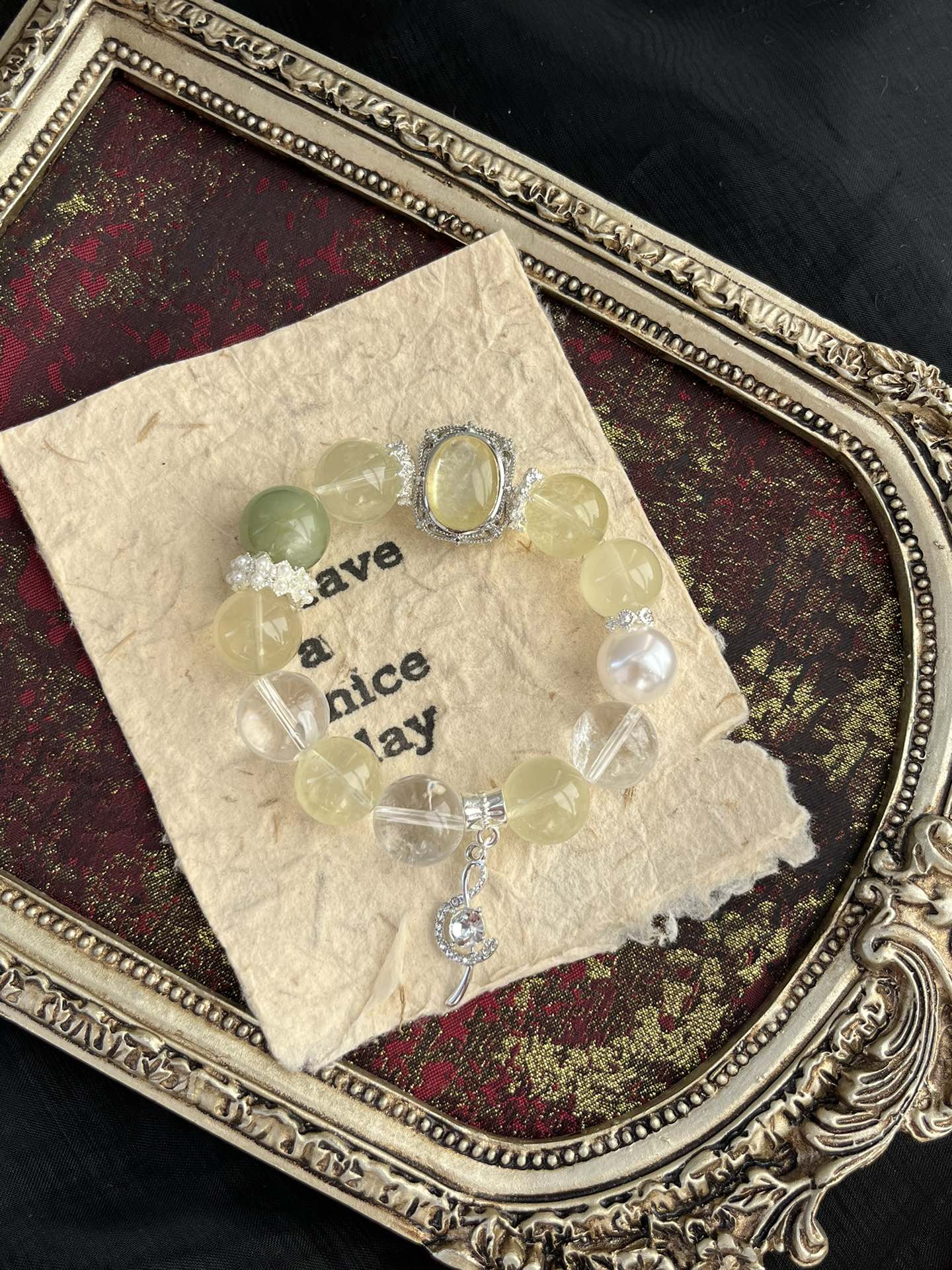 Yellow and Green Crystal Bracelet