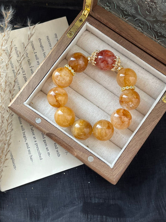 Citrine and Red Agate Bracelet