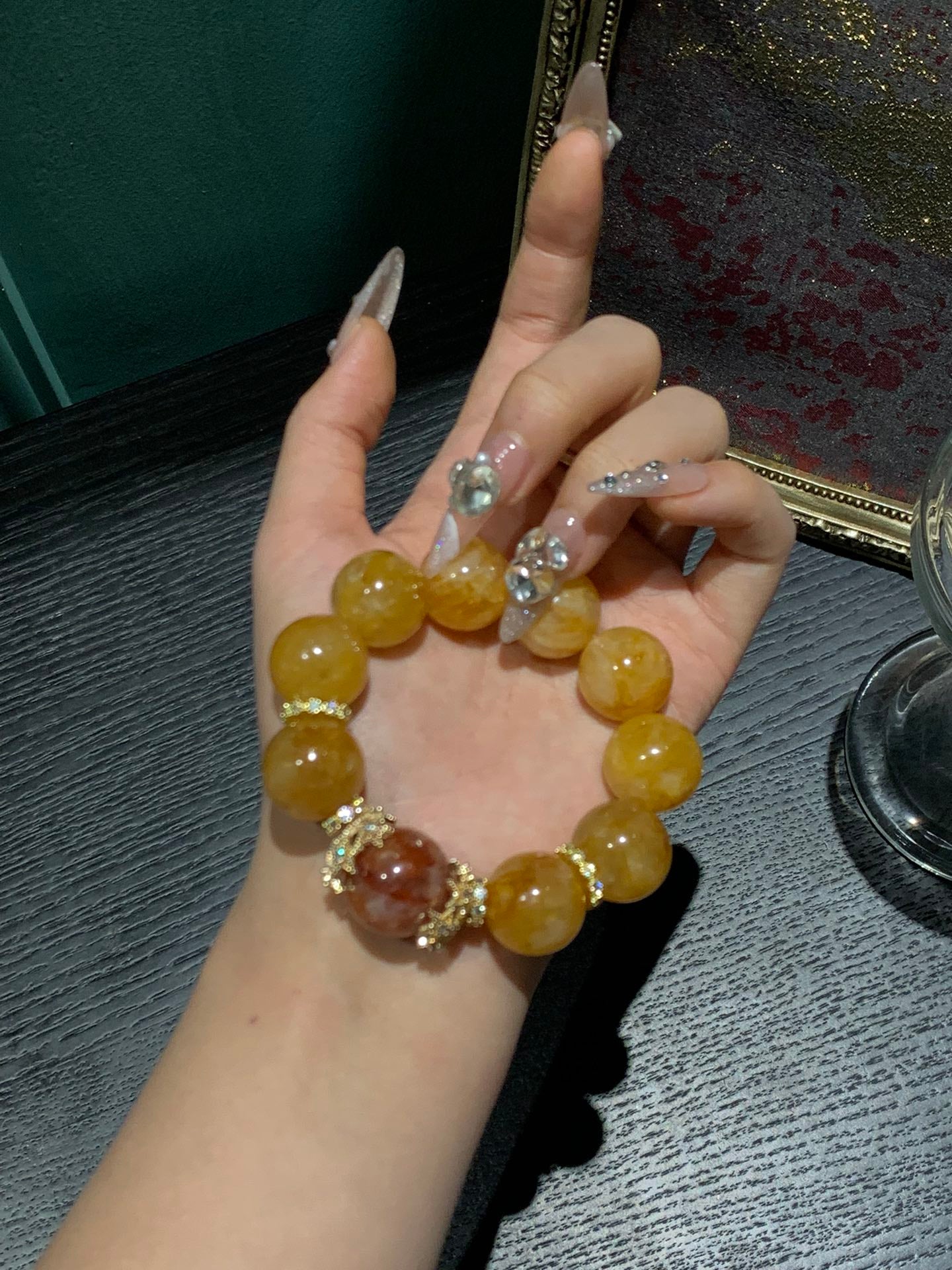 Citrine and Red Agate Bracelet