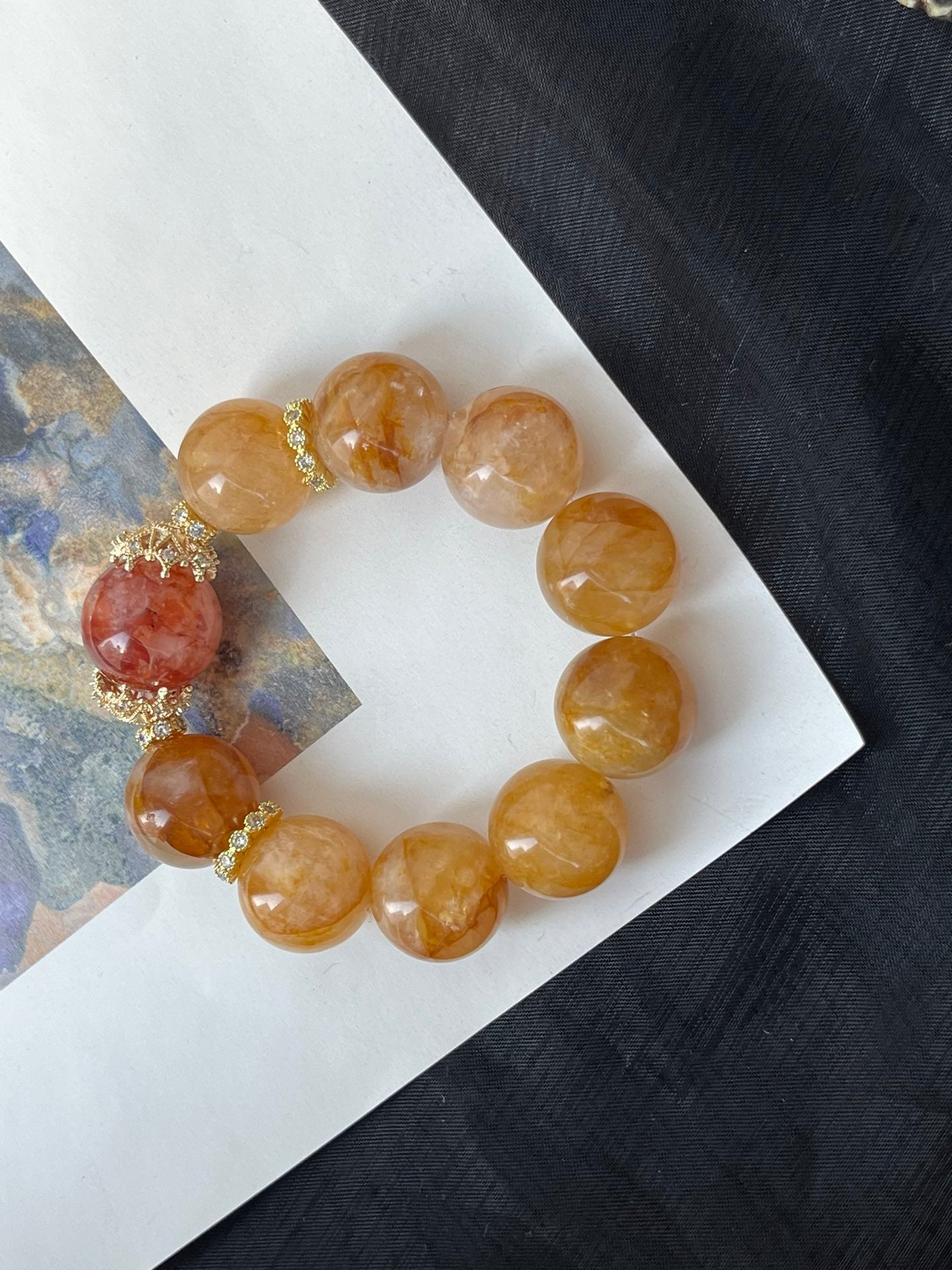 Citrine and Red Agate Bracelet