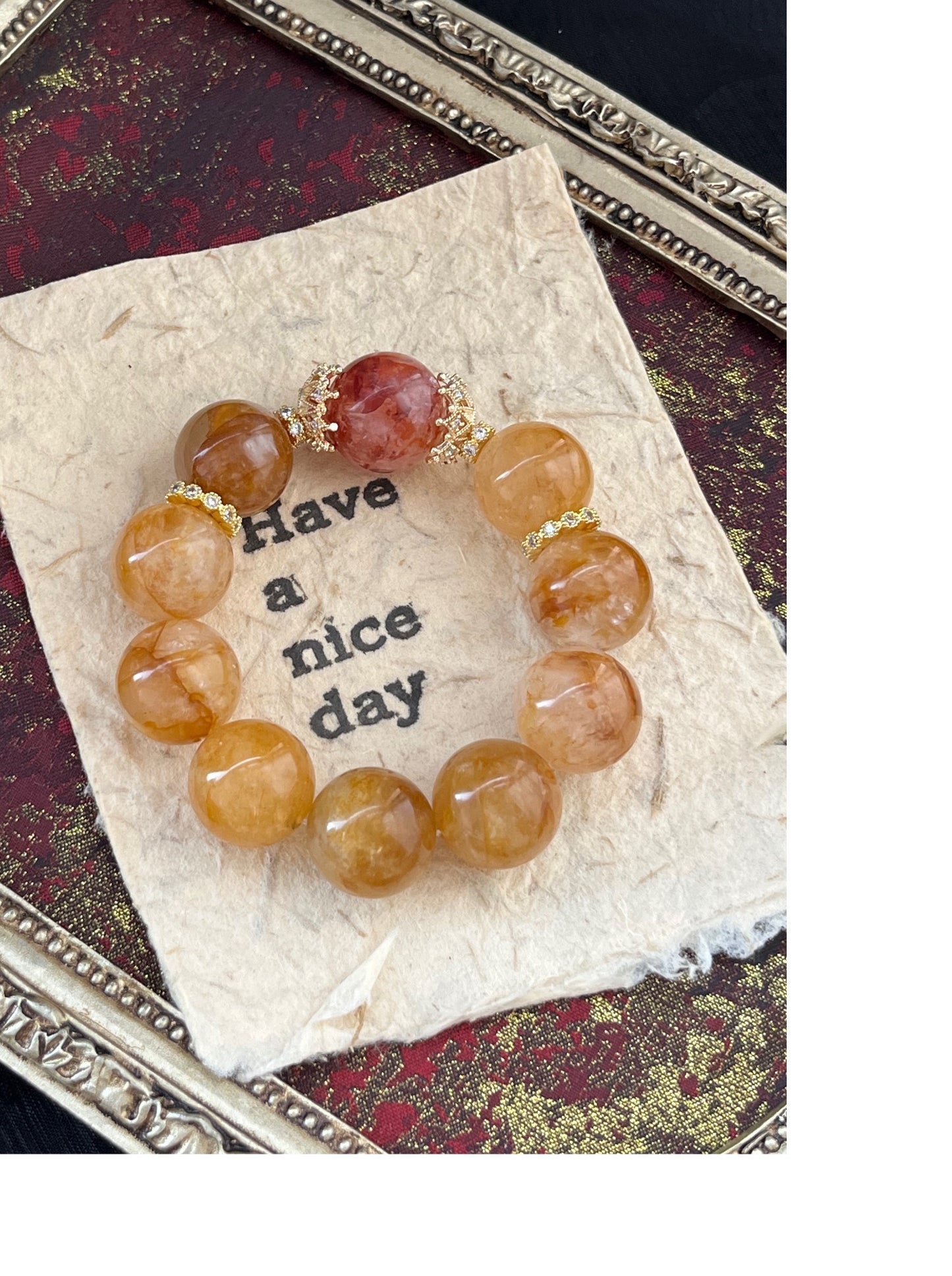 Citrine and Red Agate Bracelet