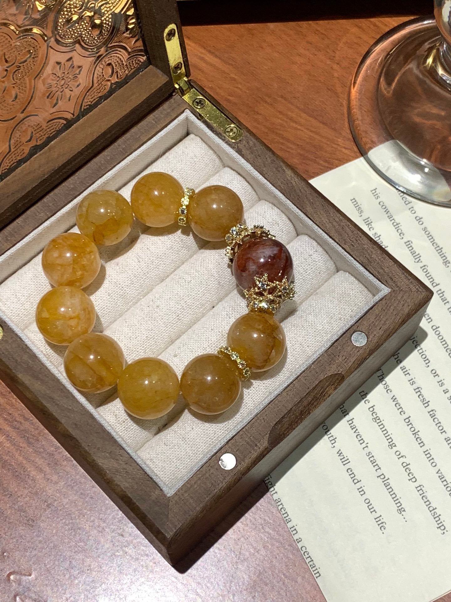 Citrine and Red Agate Bracelet
