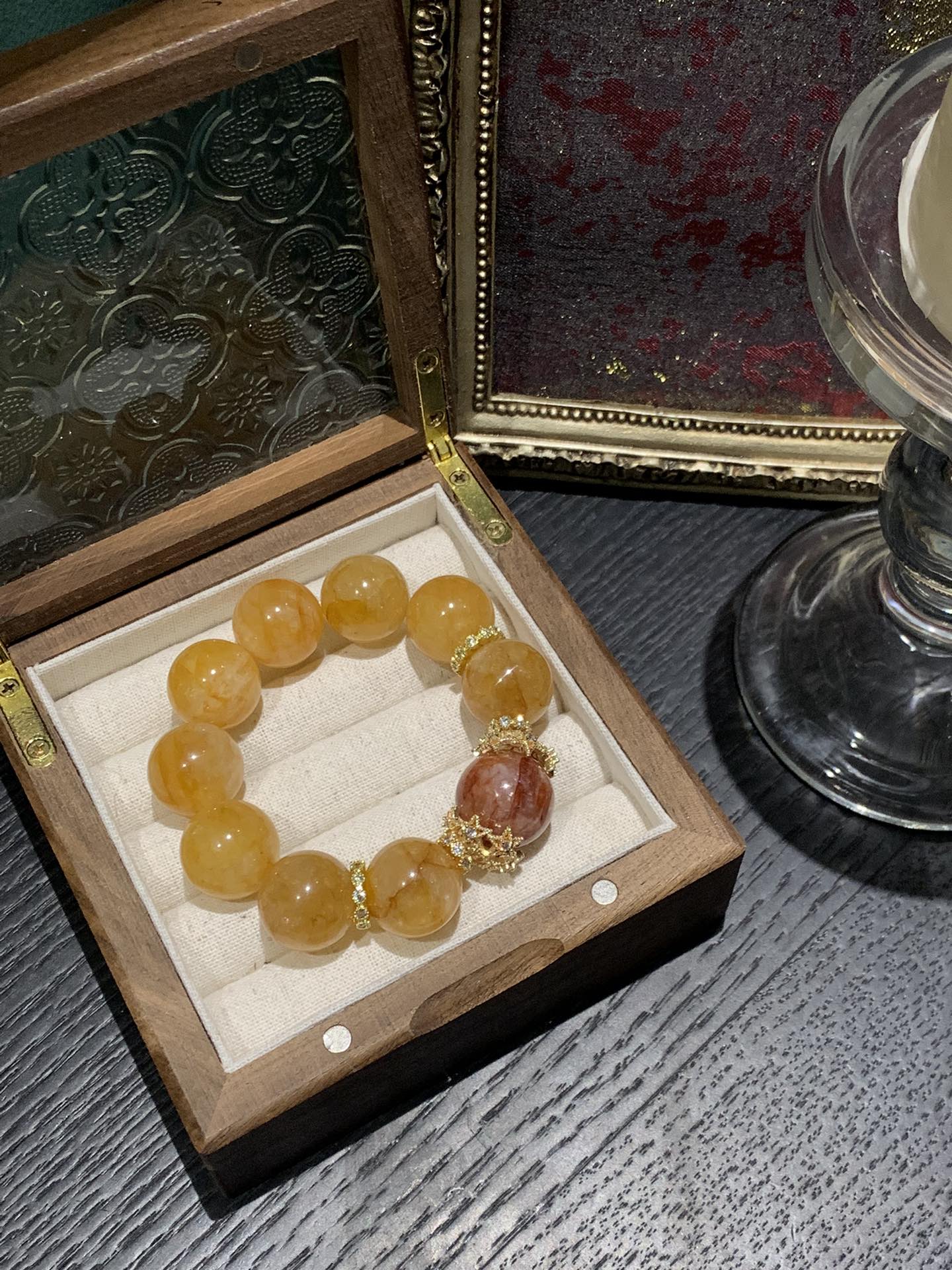Citrine and Red Agate Bracelet