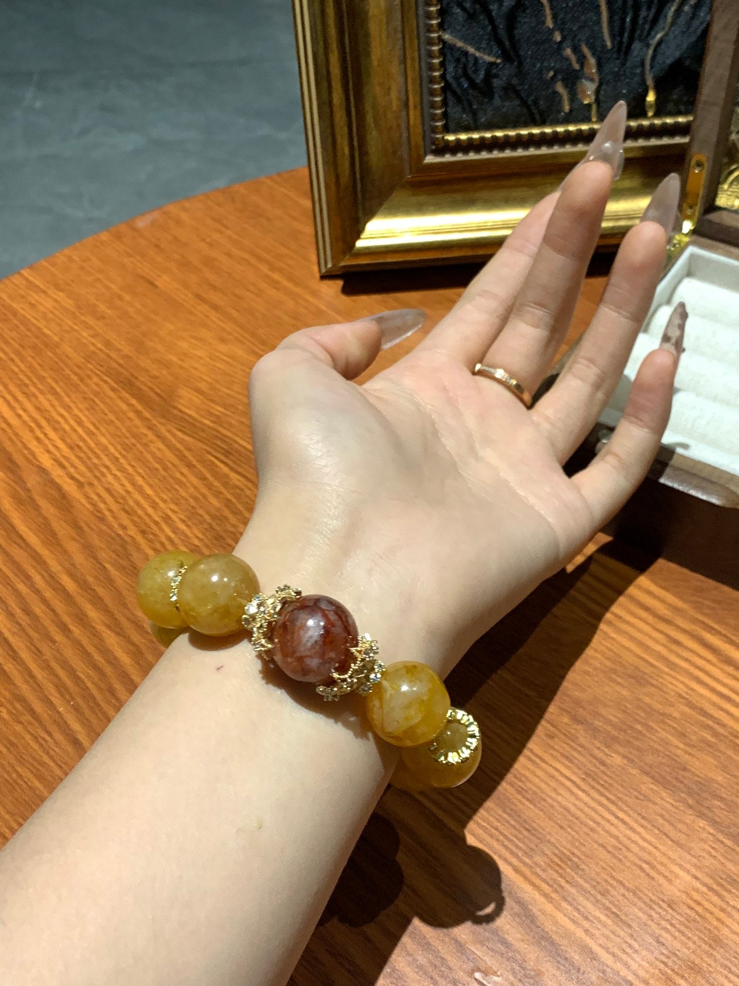 Citrine and Red Agate Bracelet