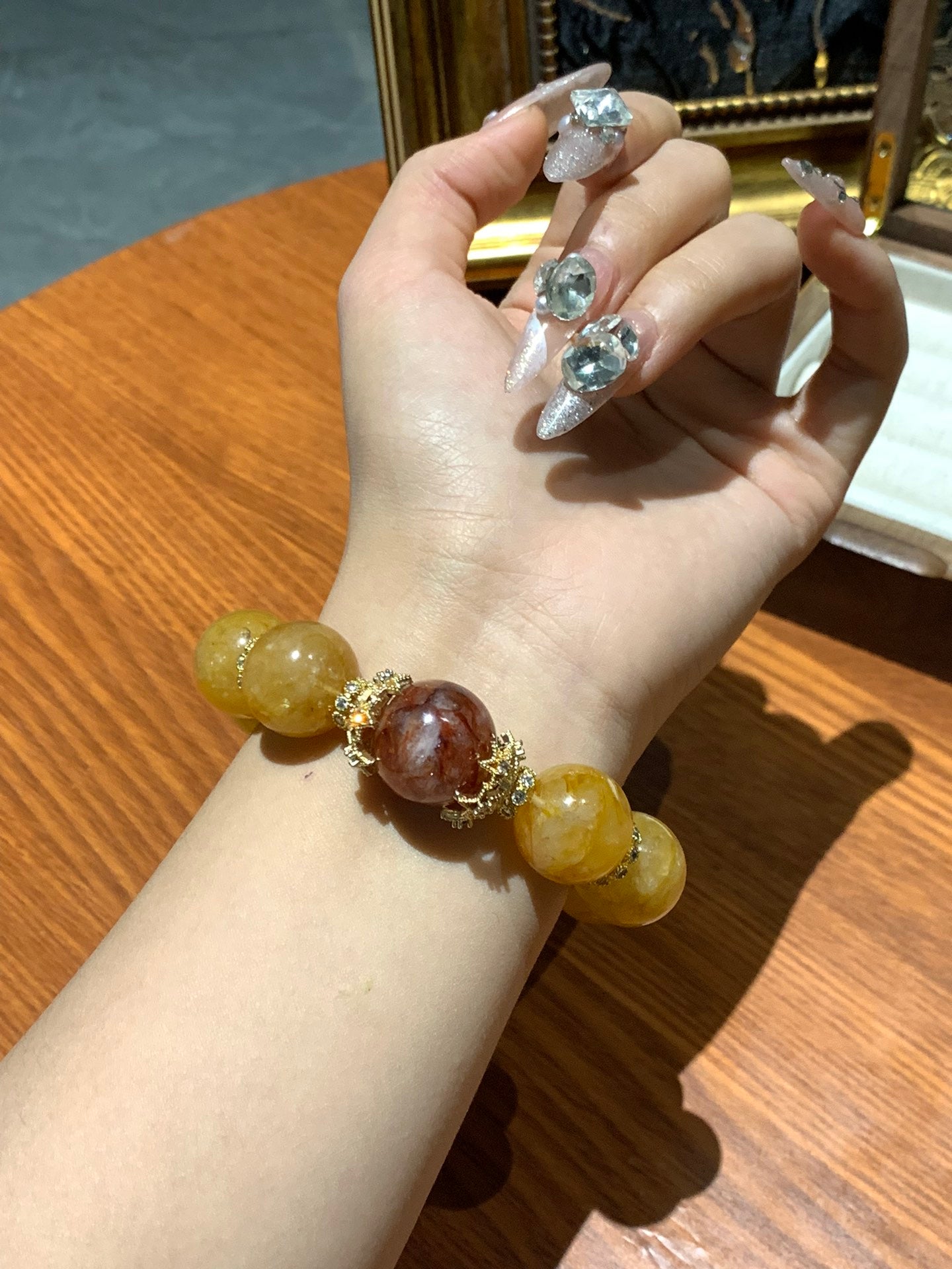Citrine and Red Agate Bracelet