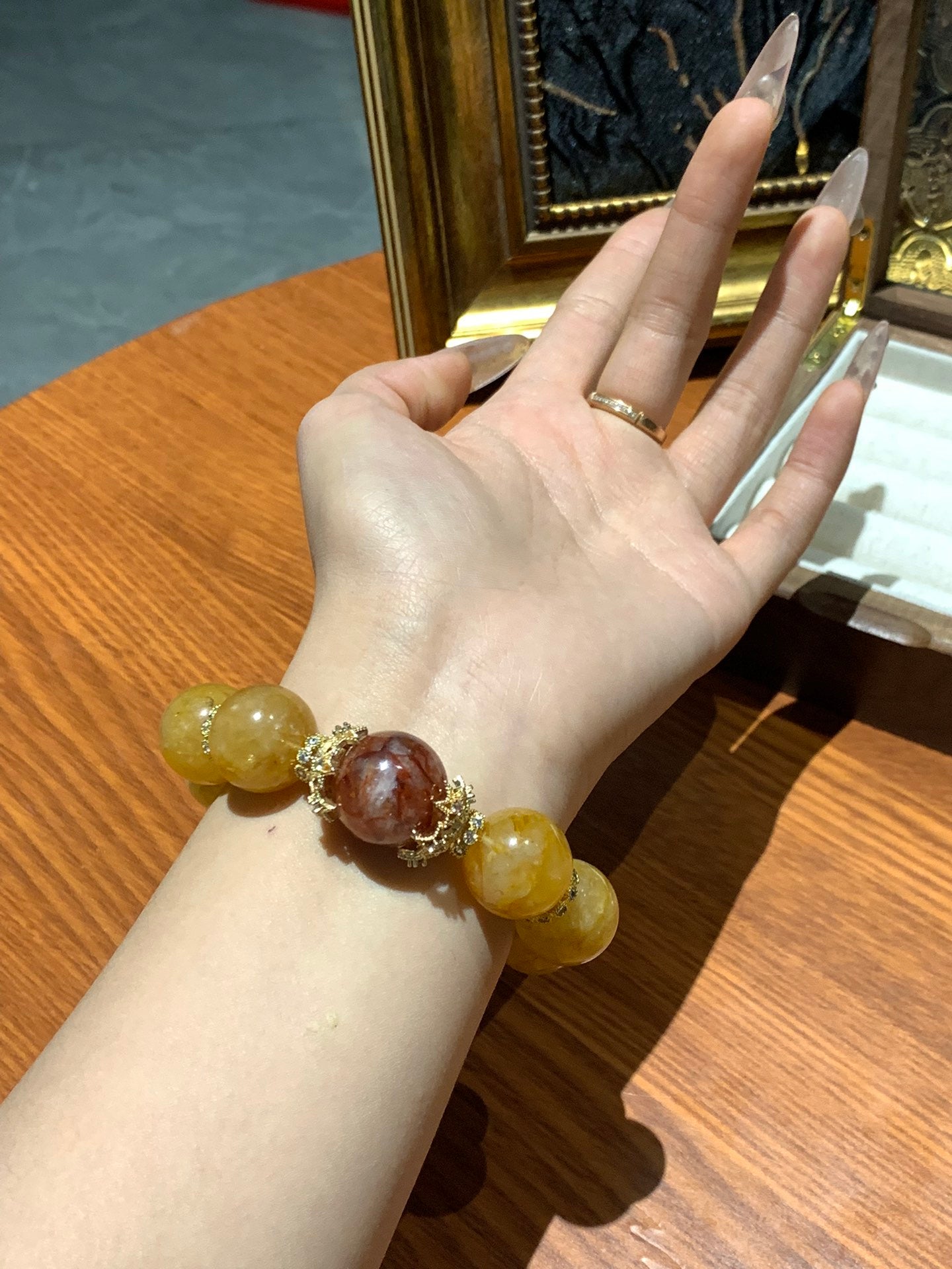 Citrine and Red Agate Bracelet