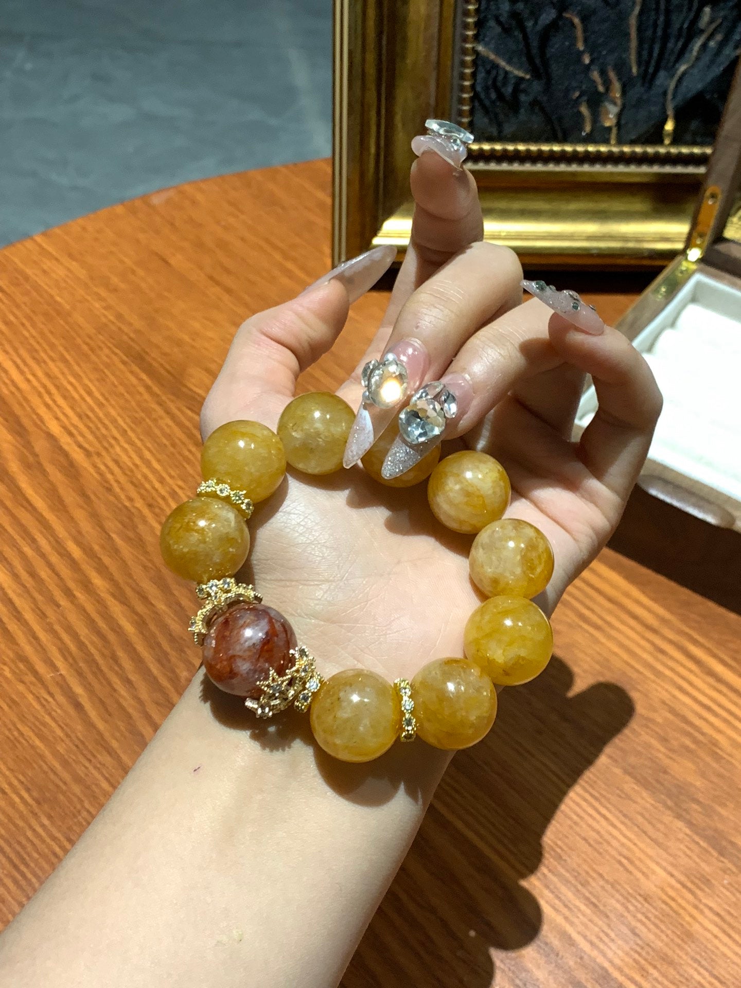 Citrine and Red Agate Bracelet