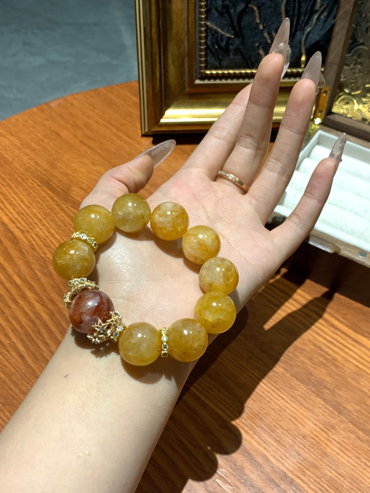 Citrine and Red Agate Bracelet