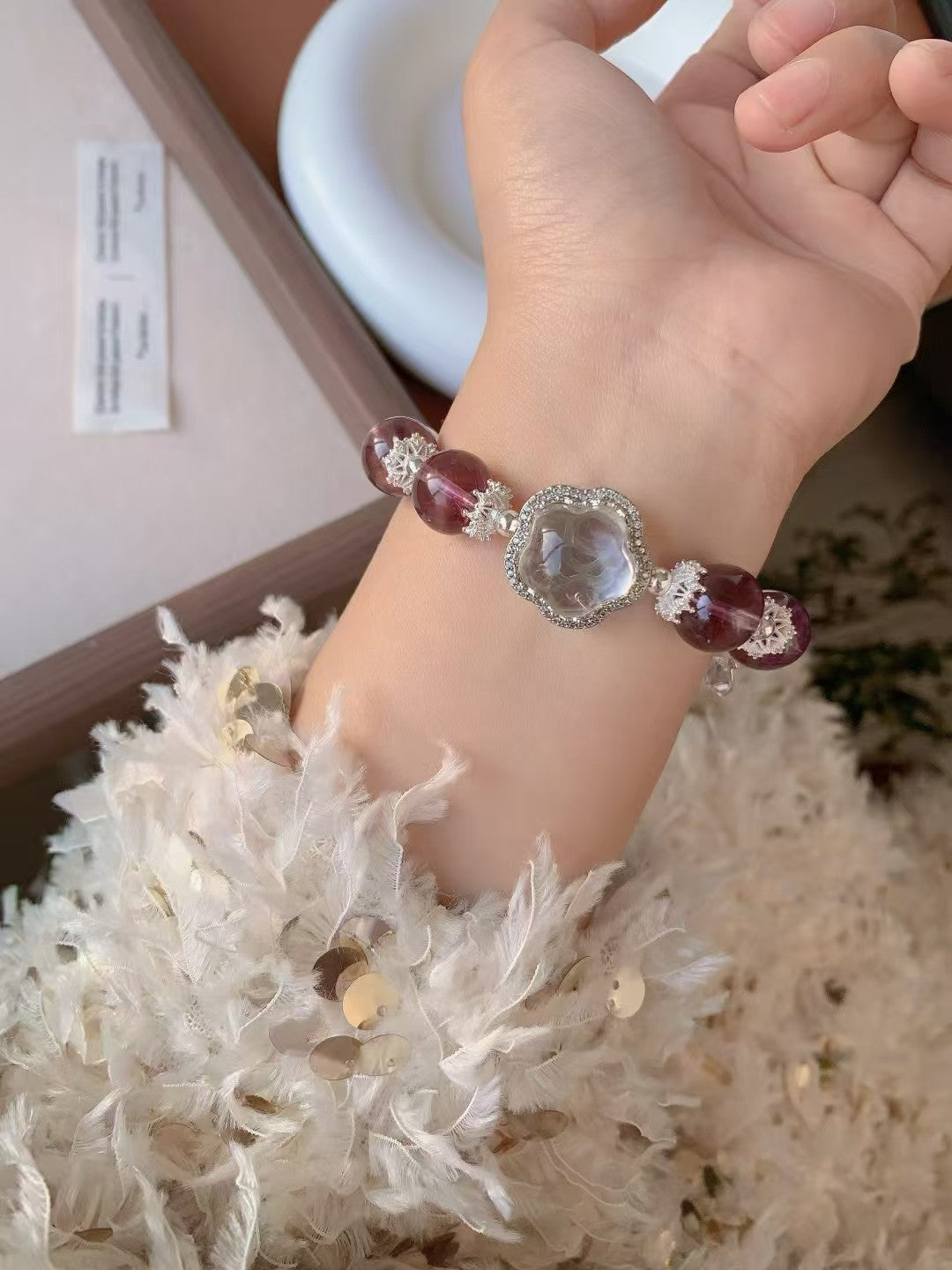 Amethyst and Clear Quartz Bracelet